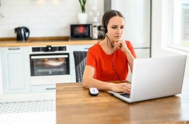 Woman working remotely